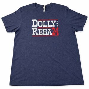 Dolly Reba 24 Graphic Tee 2XL Blue Country Music Shirt Unisex Crew Neck Women